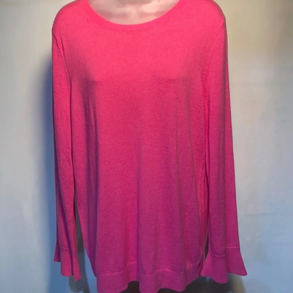 Talbots Lambswool Blend Flutter Cuff Pink Sweater